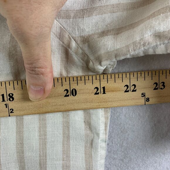 Chicos 100% Linen Womens Striped Button Top Sz 8/10P Coastal Travel Nautical - Picture 6 of 10